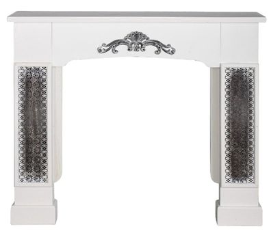 Casa Padrino Landhausstil Kaminumrandung mit Verzierungen Weiß 115 x 23 x H. 100 cm