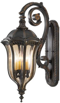 Casa Padrino Barock Außenwandleuchte Braun / Bronze / Gold 30,5 x 45,7 x H. 76,2 cm