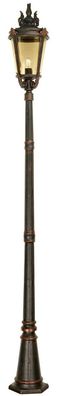 Casa Padrino Barock Gartenlaterne Antik Schwarz / Bronze / Bernsteinfarben Ø 30 x H