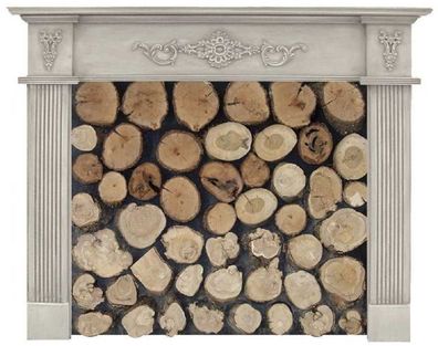 Casa Padrino Luxus Landhausstil Massivholz Kaminumrandung Hellgrau - Landhausstil Woh