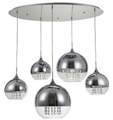 Casa Padrino Hängeleuchte Silber Ø 91 x H. 95 cm - Hängelampe mit runden Lampenschirm