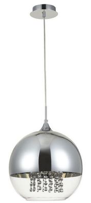 Casa Padrino Hängeleuchte Silber Ø 30 x H. 28 cm - Hängelampe mit rundem Lampenschirm