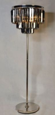 Casa Padrino Luxus Stehleuchte Silber / Schwarz Ø 54 x H. 161 cm - Runde Stehlampe mi