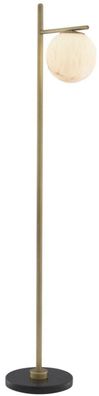 Casa Padrino Luxus Stehleuchte Antik Messingfarben / Alabaster / Schwarz 45 x 29 x H