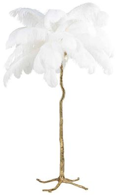 Casa Padrino Luxus Stehleuchte Palme Weiß / Gold 110 x 110 x H. 175 cm - Moderne Steh
