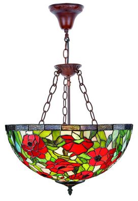 Casa Padrino Tiffany Hängeleuchte Mehrfarbig Ø 40 x H. 110 cm - Handgefertigte Tiffan