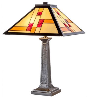 Casa Padrino Luxus Tiffany Tischleuchte Schwarz / Mehrfarbig 40 x 40 x H. 60 cm - Han