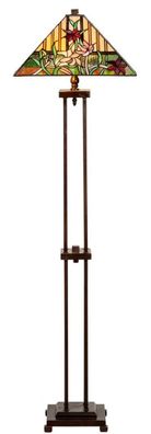 Casa Padrino Luxus Tiffany Stehleuchte Braun / Mehrfarbig 40 x 40 x H. 145 cm - Handg