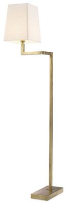 Casa Padrino Luxus Stehleuchte Vintage Messingfarben / Weiß H. 172,5 cm - Edle Stehla