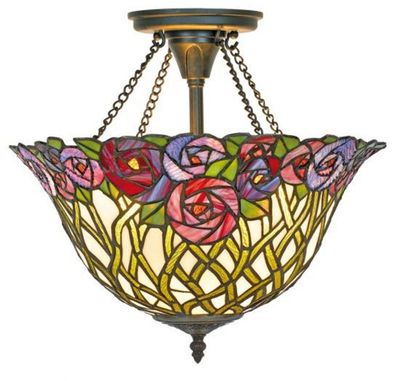 Casa Padrino Tiffany Deckenleuchte / Hängeleuchte Mosaik Glas Durchmesser 40 cm - Leu
