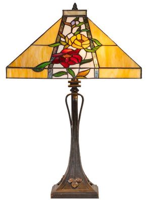Casa Padrino Luxus Tiffany Tischleuchte Braun / Mehrfarbig 40 x 40 x H. 62 cm - Tiffa