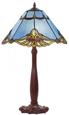 Casa Padrino Luxus Tiffany Tischleuchte Blau / Mehrfarbig / Braun 40 x 40 x H. 64 cm