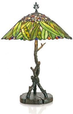Casa Padrino Tiffany Tischleuchte Hockerleuchte Bananenblätter 40 cm ModX4a - Leuchte