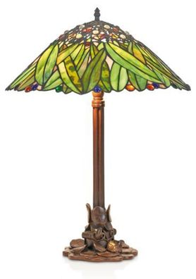 Casa Padrino Tiffany Tischleuchte Hockerleuchte Bananenblätter 40 cm ModX4b - Leuchte