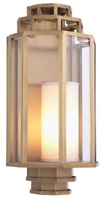 Casa Padrino Luxus Wandleuchte Antik Messingfarben / Cremefarben 24 x 15 x H. 48,5 cm