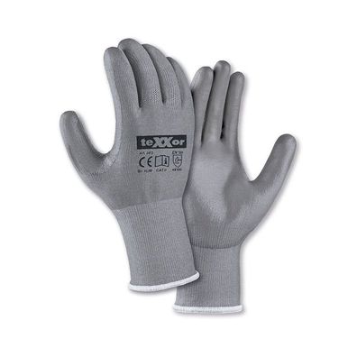 teXXor Arbeitshandschuhe Schnittschutz Strickhandschuhe Cut D PU Beschichtung