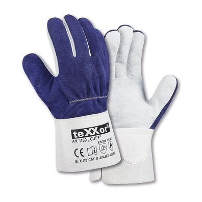 teXXor Arbeitshandschuhe Spaltleder Aramid Handschuhe Cut F 1169 10 Paar