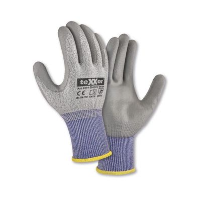 teXXor Arbeitshandschuhe PU Schnittschutz Strickhandschuhe Cut C Basic 2591 12 Paar