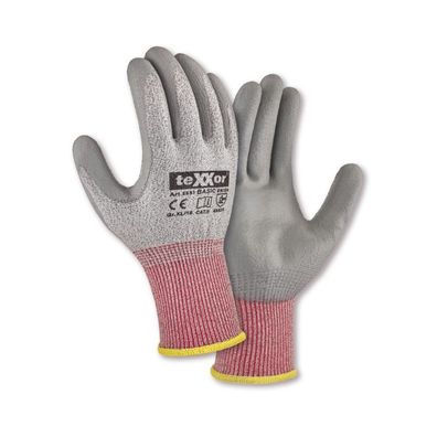 teXXor Arbeitshandschuhe PU Schnittschutz Strickhandschuhe Cut F Basic 2593 12 Paar