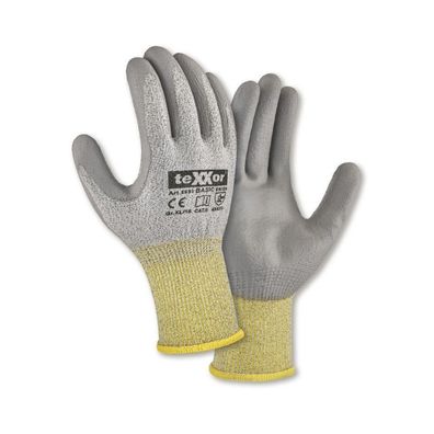 teXXor Arbeitshandschuhe PU Schnittschutz Strickhandschuhe Cut D Basic 2592 12 Paar