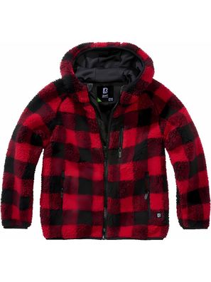Brandit Kinder Jacke Kids Teddyfleecejacket, Hood Red/Black