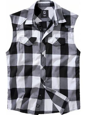 Brandit Men Hemd Checkshirt sleeveless White/Black