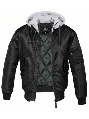 Brandit Jacke MA1 Sweat Hooded Jacket in Black-Grey