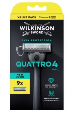 9x Wilkinson Quattro 4 Rasierklingen + Rasier NEU & OVP