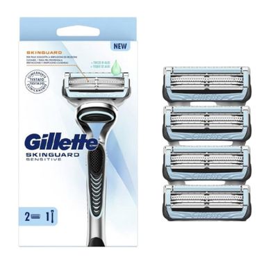 6 Gillette Skinguard Sensitive Klingen+Rasierer im Kunststoff-Blister ohne OVP