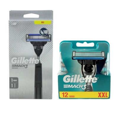 13x Gillette MACH3 Rasierklingen + Rasierer , Original Klingen neu & OVP
