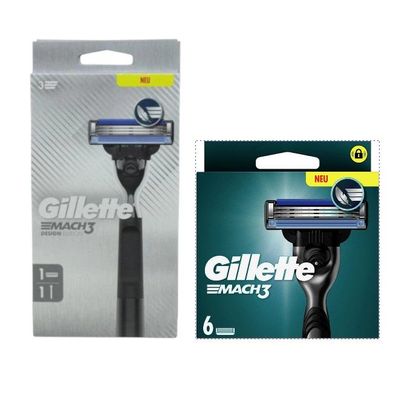 7x Gillette MACH3 Rasierklingen + Rasierer , Original Klingen neu & OVP