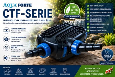 AquaForte CTF Teichpumpen – Energiesparende Filter-Bachlaufpumpen von 3000-20000 l/h
