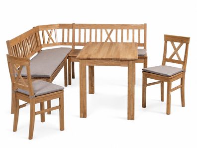 Kücheneckbankgruppe Wildeiche mit Sitzkissen & Truheneckbank 194 x 154 cm | 4537