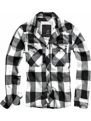 Brandit Hemd Checkshirt in White/Black