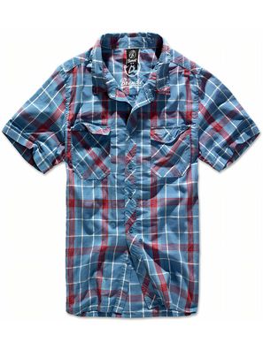 Brandit Hemd Roadstar Shirt, 1/2 Sleeve in Red/Blue