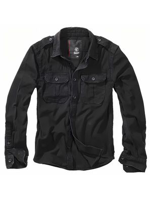 Brandit Hemd Vintage Shirt Longsleeve in Black