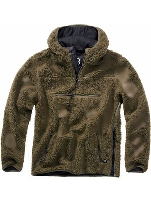 Brandit Hoody / Sweatshirt Teddyfleece Worker Pullover in Olive