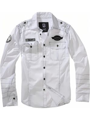 Brandit Herren Hemd Luis Vintage Shirt Long Sleeve White