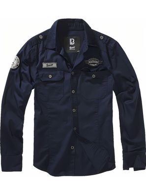 Brandit Herren Hemd Luis Vintage Shirt Long Sleeve Navy