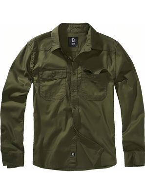 Brandit Herren Hemd Flannel Shirt Long Sleeve Olive