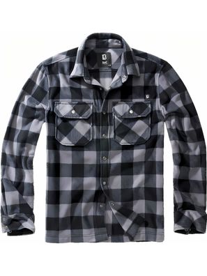 Brandit Herren Hemd Jeff Fleece Shirt Long Sleeve Black/Grey