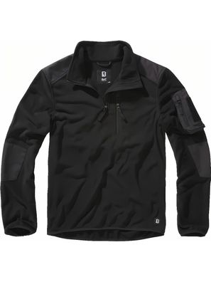 Brandit Herren Fleecepullover Fleece Troyer Ripstop Black