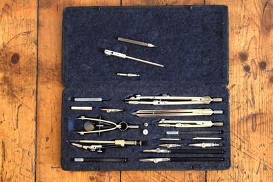 großes Zirkel Set Präzision Original Lotter Antik Alt Vintage Reißzeug