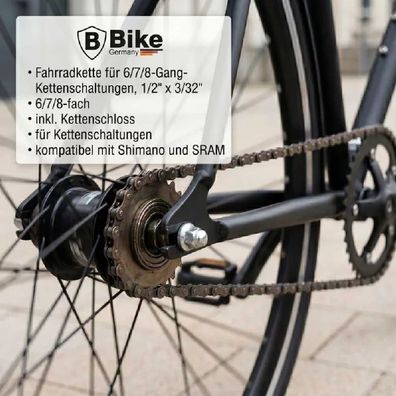 Fahrradkette Schaltung 6/7/8- fach 1/2" x 3/32" Shimano Glieder