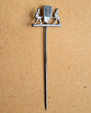Sänftenträger mit Wappen Anstecker 60 X 20 mm Brosche Antik Alt Vintage Anstecknadel