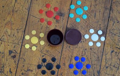 6er Flohspiel Schnippspiel Bakelit Antik Alt Vintage vollständig Wari Knirps