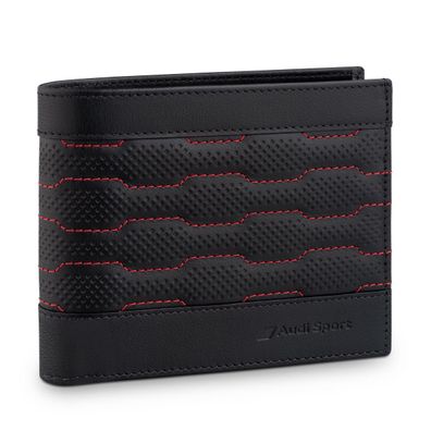 Original Audi Sport Geldbörse Brieftasche Leder RFID-Schutz schwarz/rot 3152600900