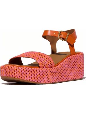 FitFlop Damen Sandalen Platfforms Woven Wedge Ankle-Strap Sandals JG1