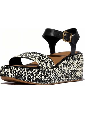 FitFlop Damen Sandalen Platfforms Woven Wedge Ankle-Strap Sandals JG1