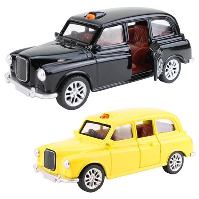 Modellauto British Taxi/ London Taxi in schwarz und gelb Spielzeugauto 12cm